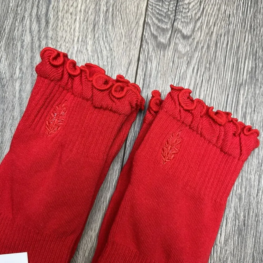 2 Pack Free People Movement Red Ruffle Sport Socks Winterberry $18